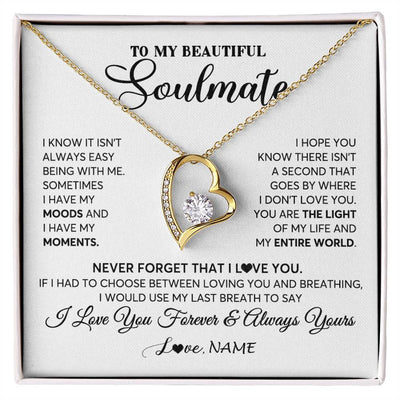 Forever Love Necklace 18K Yellow Gold Finish | 1 | Personalized To My Soulmate Necklace From Husband You Are The Light Of My Life Wife Birthday Anniversary Valentines Day Customized Gift Box Message Card | siriusteestore
