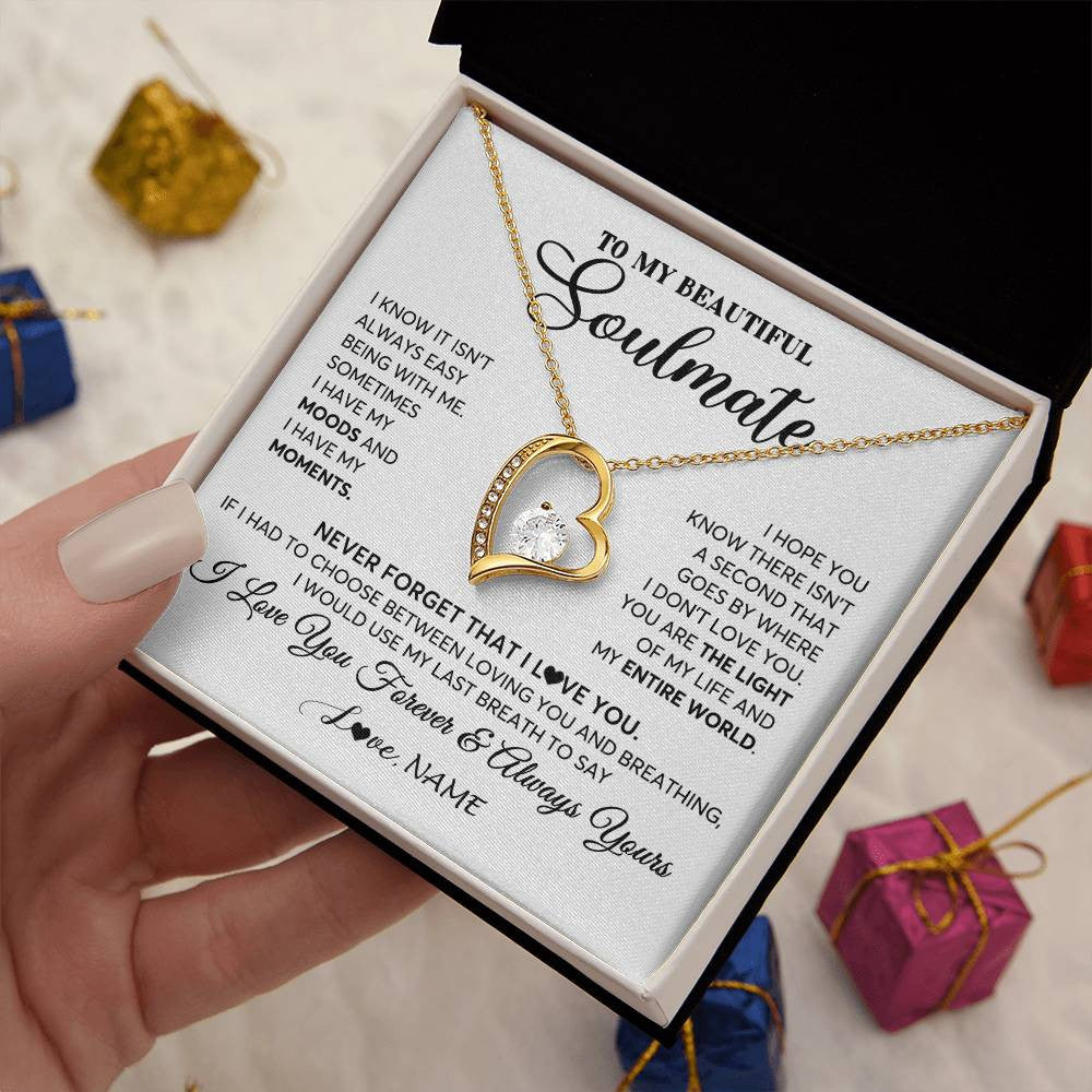 Forever Love Necklace 18K Yellow Gold Finish | 2 | Personalized To My Soulmate Necklace From Husband You Are The Light Of My Life Wife Birthday Anniversary Valentines Day Customized Gift Box Message Card | siriusteestore
