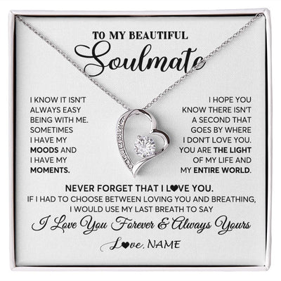 Forever Love Necklace | Personalized To My Soulmate Necklace From Husband You Are The Light Of My Life Wife Birthday Anniversary Valentines Day Customized Gift Box Message Card | siriusteestore