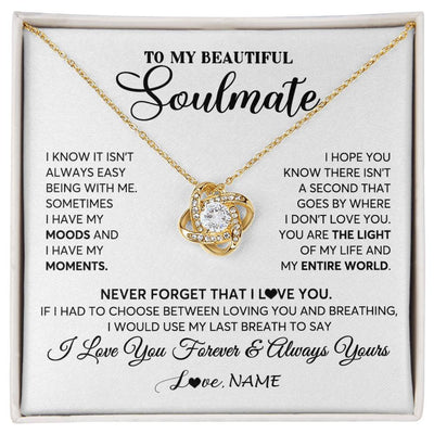Love Knot Necklace 18K Yellow Gold Finish | 1 | Personalized To My Soulmate Necklace From Husband You Are The Light Of My Life Wife Birthday Anniversary Valentines Day Customized Gift Box Message Card | siriusteestore