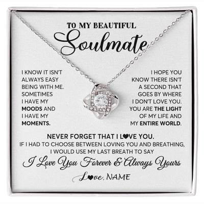Love Knot Necklace | Personalized To My Soulmate Necklace From Husband You Are The Light Of My Life Wife Birthday Anniversary Valentines Day Customized Gift Box Message Card | siriusteestore