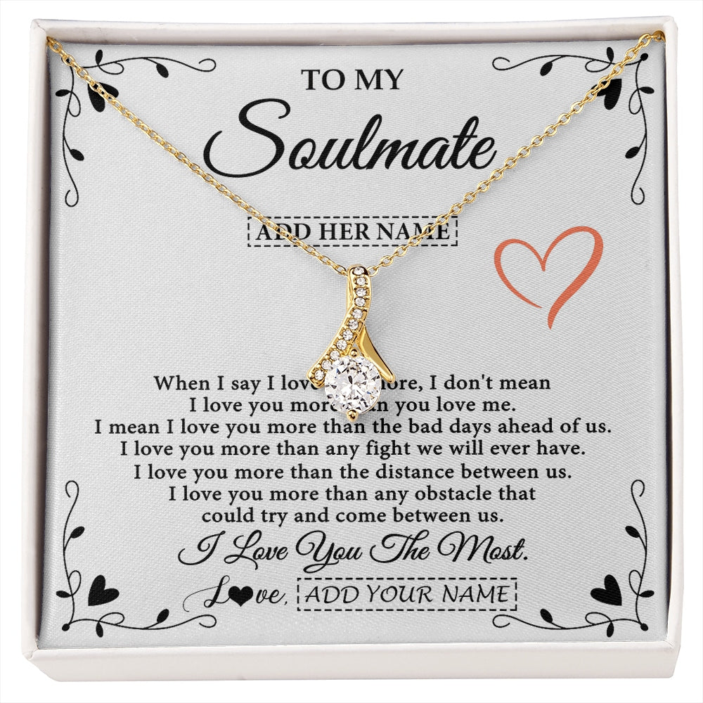Alluring Beauty Necklace 18K Yellow Gold Finish | 1 | Personalized To My Soulmate Necklace Gift For Her I Love You More Than Anything Pendant Love For Women Jewelry Birthday Gifts Christmas Gift Box Message Card | https://siriusteestore.