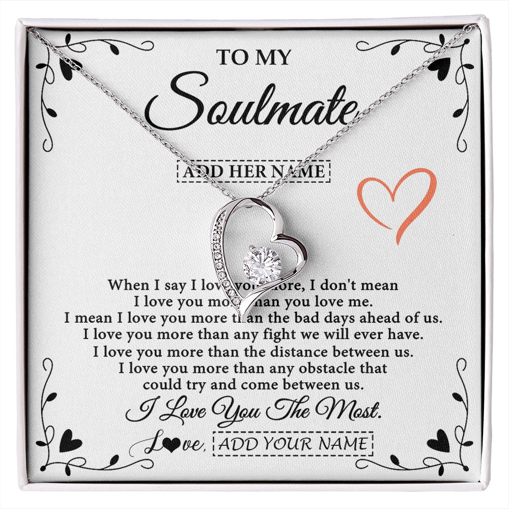 Forever Love Necklace 14K White Gold Finish | 1 | Personalized To My Soulmate Necklace Gift For Her I Love You More Than Anything Pendant Love For Women Jewelry Birthday Gifts Christmas Gift Box Message Card | https://siriusteestore.
