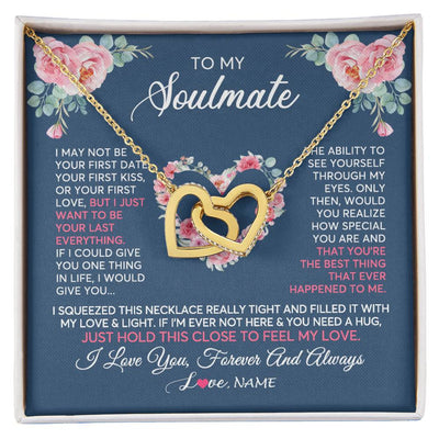 Interlocking Hearts Necklace 18K Yellow Gold Finish | 1 | Personalized To My Soulmate Necklace I Love You Romantic For Girlfriend Future Wife Anniversary Wedding Birthday Christmas Customized Gift Box Message Card | siriusteestore