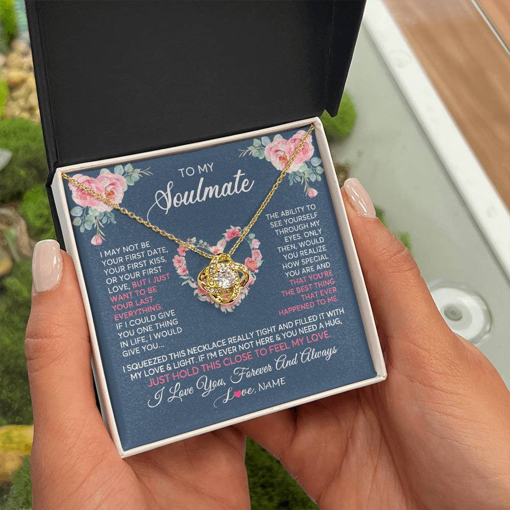 Love Knot Necklace 18K Yellow Gold Finish | 2 | Personalized To My Soulmate Necklace I Love You Romantic For Girlfriend Future Wife Anniversary Wedding Birthday Christmas Customized Gift Box Message Card | siriusteestore