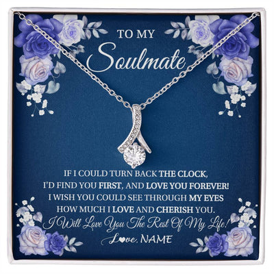 Alluring Beauty Necklace 14K White Gold Finish | 1 | Personalized To My Soulmate Necklace Love You Forever Future Wife Birthday Anniversary Valentines Day Christmas Jewelry Customized Gift Box Message Card | siriusteestore