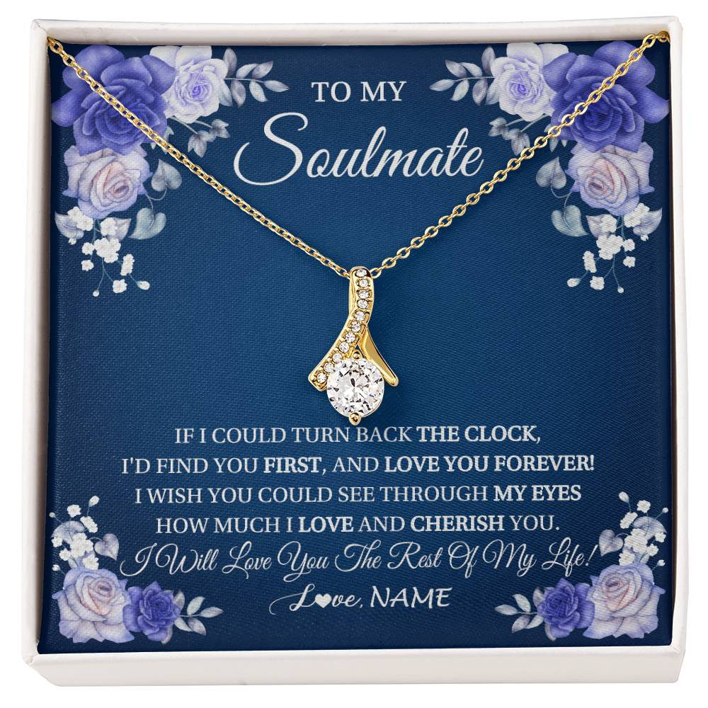 Alluring Beauty Necklace 18K Yellow Gold Finish | 1 | Personalized To My Soulmate Necklace Love You Forever Future Wife Birthday Anniversary Valentines Day Christmas Jewelry Customized Gift Box Message Card | siriusteestore