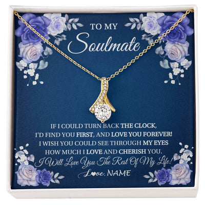 Alluring Beauty Necklace 18K Yellow Gold Finish | 1 | Personalized To My Soulmate Necklace Love You Forever Future Wife Birthday Anniversary Valentines Day Christmas Jewelry Customized Gift Box Message Card | siriusteestore