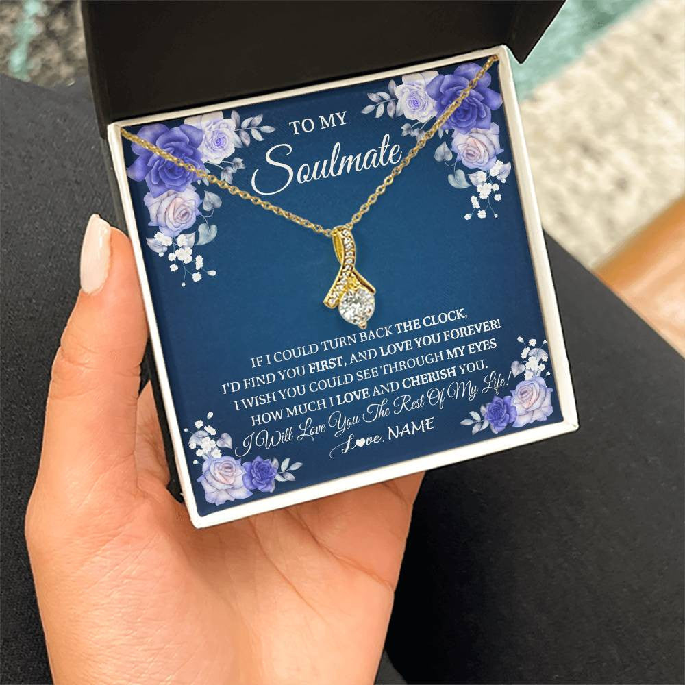 Alluring Beauty Necklace 18K Yellow Gold Finish | 2 | Personalized To My Soulmate Necklace Love You Forever Future Wife Birthday Anniversary Valentines Day Christmas Jewelry Customized Gift Box Message Card | siriusteestore