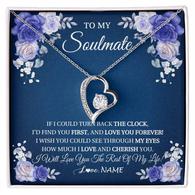 Forever Love Necklace 14K White Gold Finish | 1 | Personalized To My Soulmate Necklace Love You Forever Future Wife Birthday Anniversary Valentines Day Christmas Jewelry Customized Gift Box Message Card | siriusteestore