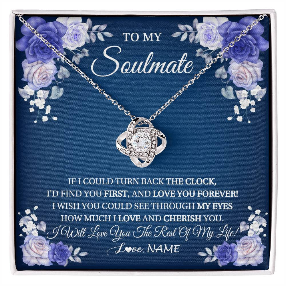 Love Knot Necklace 14K White Gold Finish | 1 | Personalized To My Soulmate Necklace Love You Forever Future Wife Birthday Anniversary Valentines Day Christmas Jewelry Customized Gift Box Message Card | siriusteestore