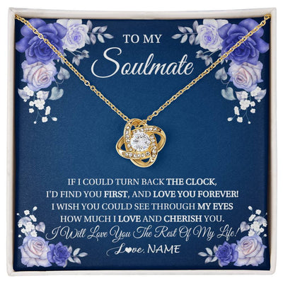 Love Knot Necklace 18K Yellow Gold Finish | 1 | Personalized To My Soulmate Necklace Love You Forever Future Wife Birthday Anniversary Valentines Day Christmas Jewelry Customized Gift Box Message Card | siriusteestore