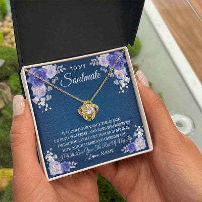 Love Knot Necklace 18K Yellow Gold Finish | 2 | Personalized To My Soulmate Necklace Love You Forever Future Wife Birthday Anniversary Valentines Day Christmas Jewelry Customized Gift Box Message Card | siriusteestore