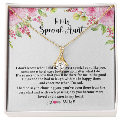 Alluring Beauty Necklace 18K Yellow Gold Finish | Personalized To My Special Aunt Necklace From Niece Nephew Deserve A Special Aunt Pendant Birthday Monthers Day Christmas Customized Gift Box Message Card | siriusteestore