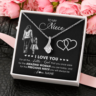 Alluring Beauty Necklace 14K White Gold Finish | 2 | Personalized To My Stepdaughter Necklace From Stepmother I Love You Little Girl Stepdaughter Birthday Christmas Jewelry Customized Gift Box Message Card | siriusteestore
