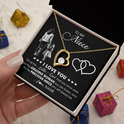 Forever Love Necklace 18K Yellow Gold Finish | 2 | Personalized To My Stepdaughter Necklace From Stepmother I Love You Little Girl Stepdaughter Birthday Christmas Jewelry Customized Gift Box Message Card | siriusteestore