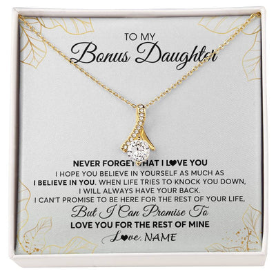 Alluring Beauty Necklace 18K Yellow Gold Finish | 1 | Personalized To My Stepdaughter Necklace From Stepmother Never Forget That I Love You Stepdaughter Birthday Christmas Customized Gift Box Message Card | siriusteestore