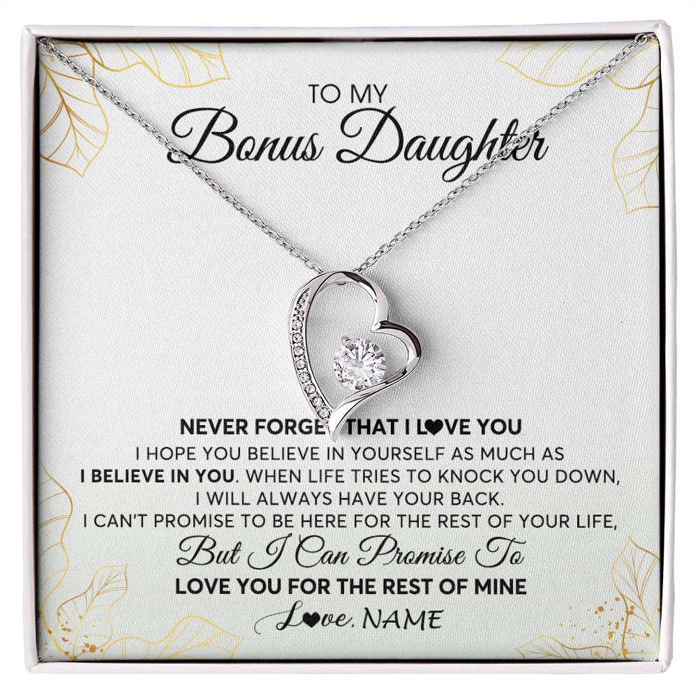 Forever Love Necklace | Personalized To My Stepdaughter Necklace From Stepmother Never Forget That I Love You Stepdaughter Birthday Christmas Customized Gift Box Message Card | siriusteestore