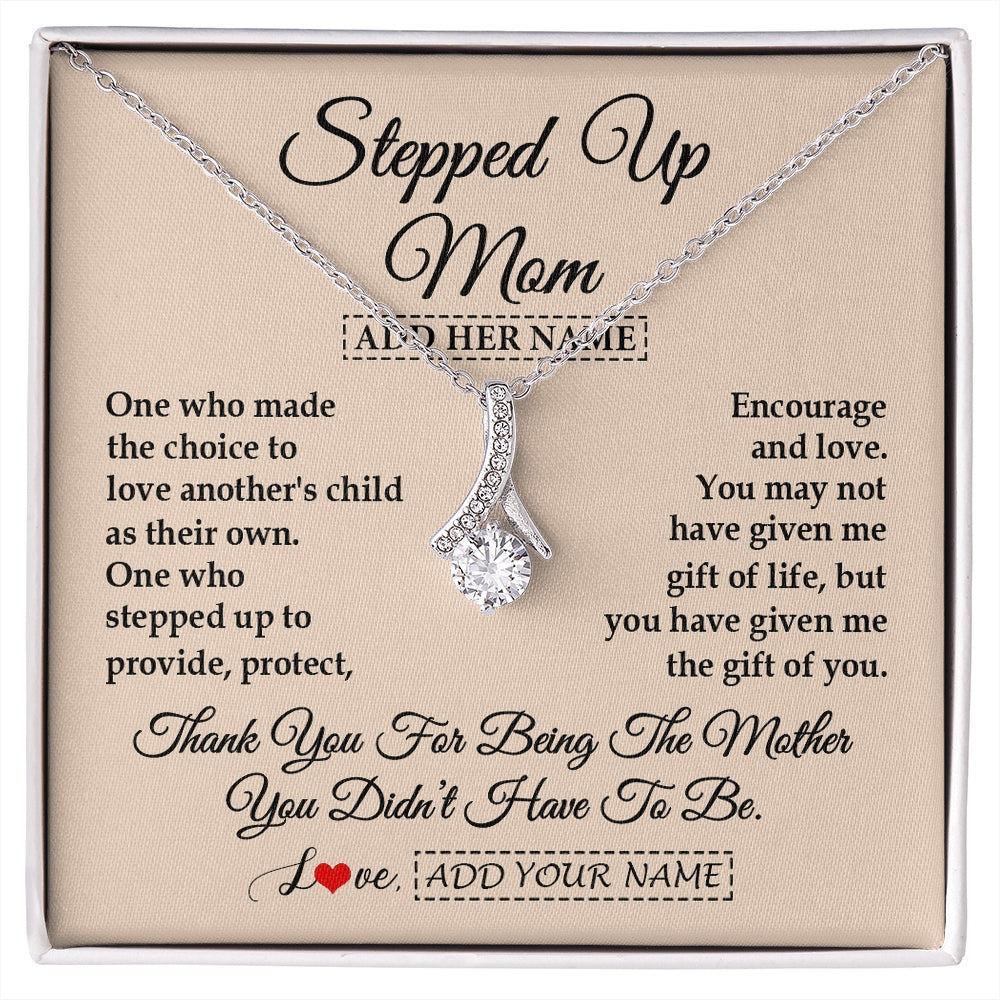 Alluring Beauty Necklace 14K White Gold Finish | 1 | Personalized To My Stepped Up Mom Necklace From Stepdaughter Stepson Thank You For Being The Mother Bonus Mom Gifts Birthday Mothers Day Gift Box Message Card | https://siriusteestore.