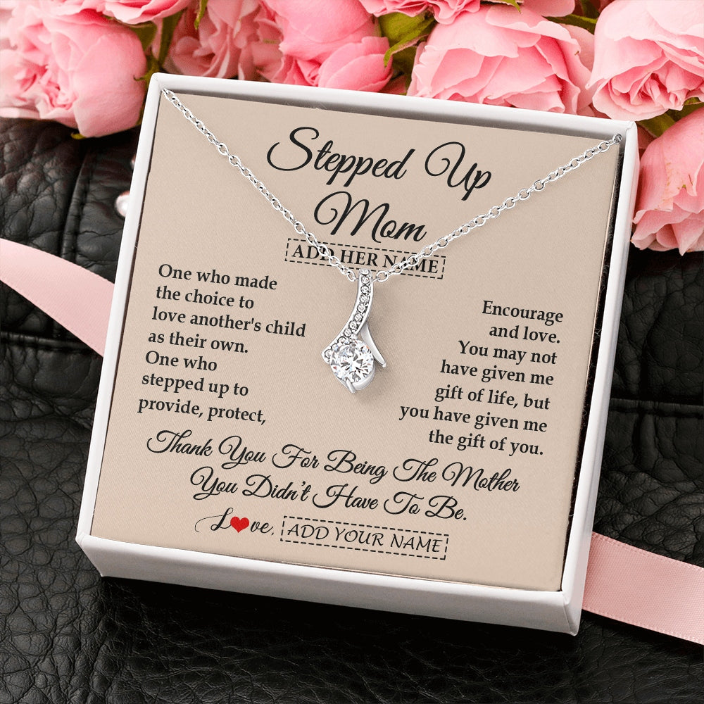 Alluring Beauty Necklace 14K White Gold Finish | 2 | Personalized To My Stepped Up Mom Necklace From Stepdaughter Stepson Thank You For Being The Mother Bonus Mom Gifts Birthday Mothers Day Gift Box Message Card | https://siriusteestore.