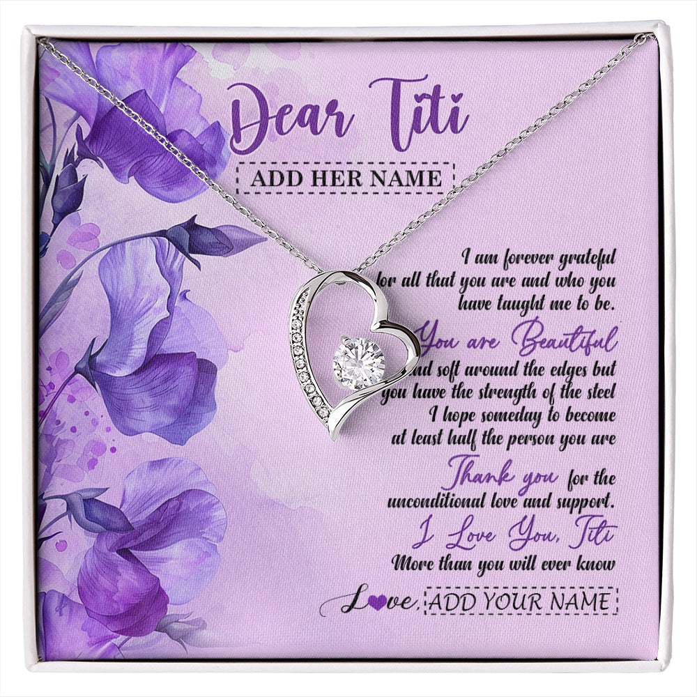 Forever Love Necklace 14K White Gold Finish | 1 | Personalized To My Titi Gifts From Niece Nephew Necklace Flower You Are Beautiful Gifts For Titi Mothers Day Birthday Christmas Custom Gift Box Message Card | siriusteestore.myshopify