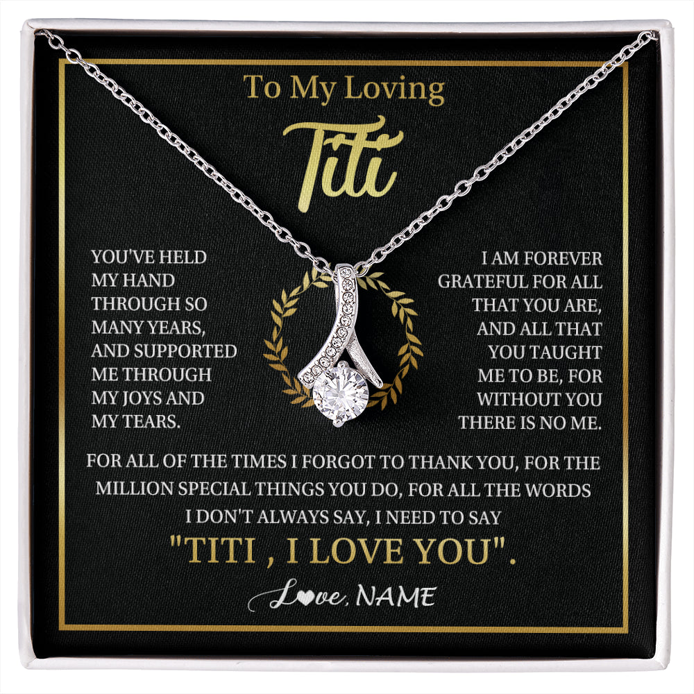 Alluring Beauty Necklace 14K White Gold Finish | 1 | Personalized To My Titi Gifts Necklace From Niece Nephew Grateful Thank You Titi Birthday Gifts Mothers Day Jewelry Christmas Customized Gift Box Message | siriusteestore