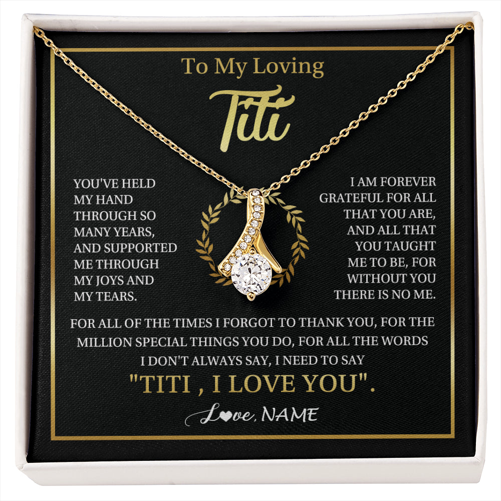Alluring Beauty Necklace 18K Yellow Gold Finish | 1 | Personalized To My Titi Gifts Necklace From Niece Nephew Grateful Thank You Titi Birthday Gifts Mothers Day Jewelry Christmas Customized Gift Box Message | siriusteestore