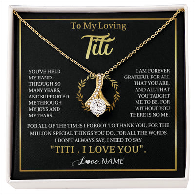 Alluring Beauty Necklace 18K Yellow Gold Finish | 1 | Personalized To My Titi Gifts Necklace From Niece Nephew Grateful Thank You Titi Birthday Gifts Mothers Day Jewelry Christmas Customized Gift Box Message | siriusteestore