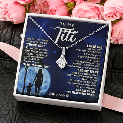 Alluring Beauty Necklace 14K White Gold Finish | 2 | Personalized To My Titi Necklace From Nephew Niece Thank You Grateful Love Titi Birthday Gifts Mothers Day Jewelry Christmas Customized Gift Box Message Card | siriusteestore