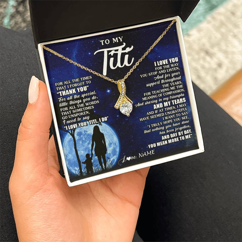 Alluring Beauty Necklace 18K Yellow Gold Finish | 2 | Personalized To My Titi Necklace From Nephew Niece Thank You Grateful Love Titi Birthday Gifts Mothers Day Jewelry Christmas Customized Gift Box Message Card | siriusteestore