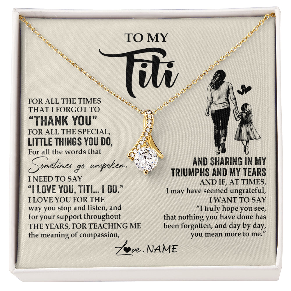 Alluring Beauty Necklace 18K Yellow Gold Finish | 1 | Personalized To My Titi Necklace From Niece For All The Times That I Forgot To Thank You Titi Birthday Mothers Day Christmas Customized Gift Box Message Card | siriusteestore