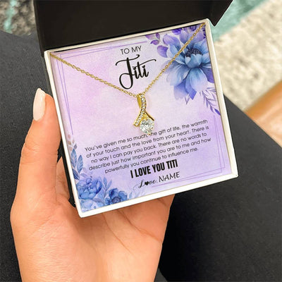 Alluring Beauty Necklace 18K Yellow Gold Finish | 2 | Personalized To My Titi Necklace From Niece Nephew I Love You Titi Birthday Gifts Mothers Day Jewelry Pendant Christmas Customized Gift Box Message Card | siriusteestore