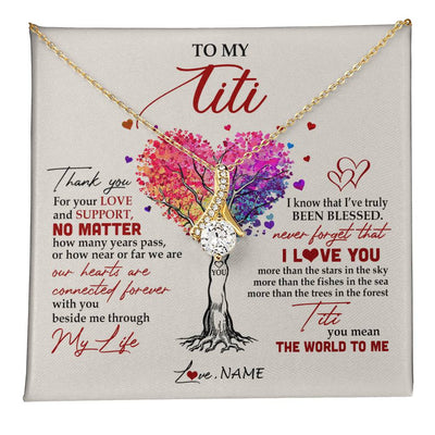 Alluring Beauty Necklace 18K Yellow Gold Finish | 1 | Personalized To My Titi Necklace From Niece Nephew Never Forget That I Love You You Mean The World Titi Birthday Mothers Day Christmas Customized Gift Box Message Card | siriusteestore