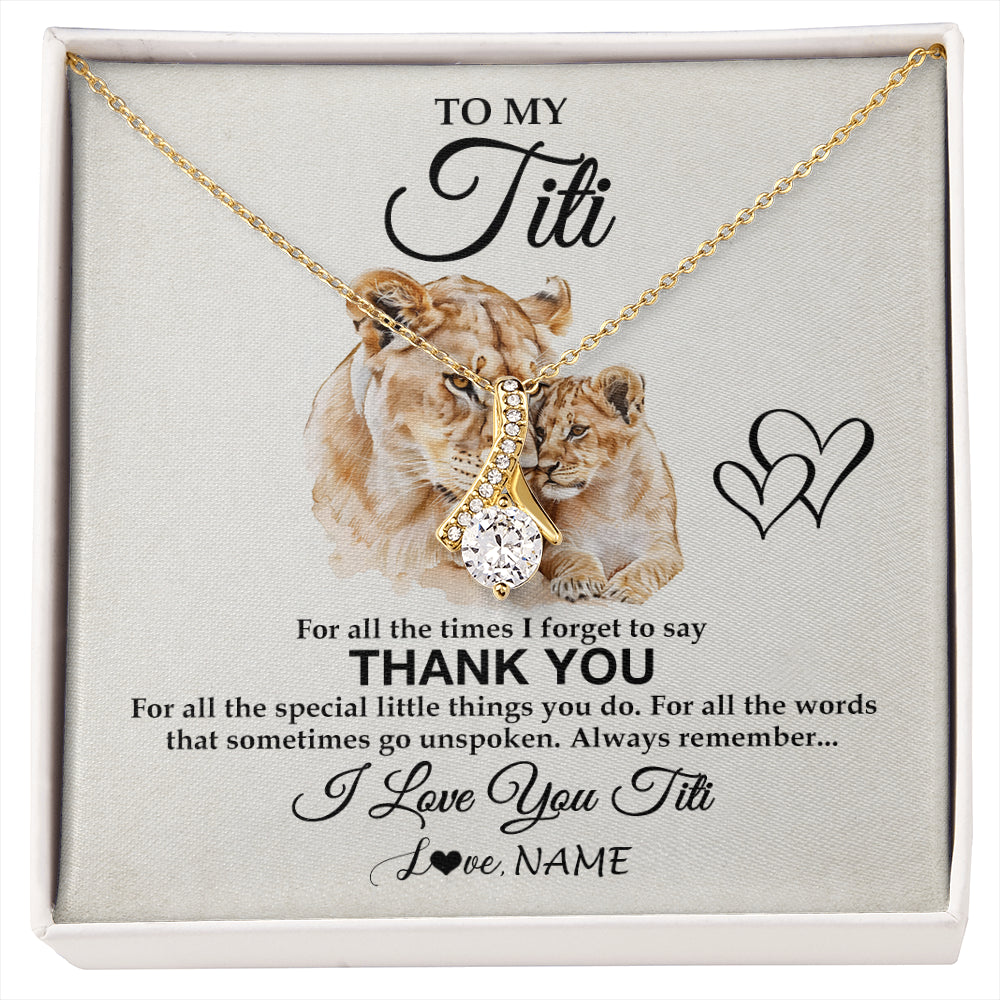 Alluring Beauty Necklace 18K Yellow Gold Finish | 1 | Personalized To My Titi Necklace From Niece Nephew Thank You Lion Titi Gift For Mothers Day Birthday Gift Christmas For Titi Customized Gift Box Message Card | siriusteestore
