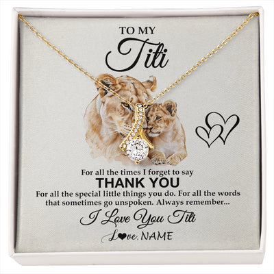 Alluring Beauty Necklace 18K Yellow Gold Finish | 1 | Personalized To My Titi Necklace From Niece Nephew Thank You Lion Titi Gift For Mothers Day Birthday Gift Christmas For Titi Customized Gift Box Message Card | siriusteestore