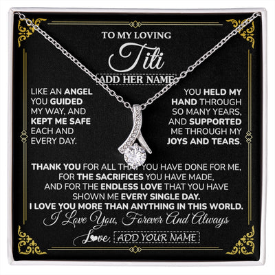 Alluring Beauty Necklace 14K White Gold Finish | 1 | Personalized To My Titi Necklace Gifts Meaningful Gift To Aunt From Niece Without You There Is No Me Mothers Day Birthday Custom Gift Box Message Card | https://siriusteestore.