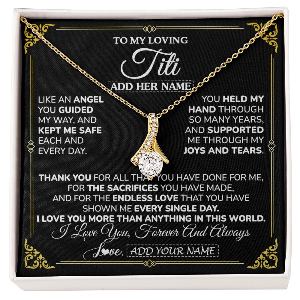 Alluring Beauty Necklace 18K Yellow Gold Finish | 1 | Personalized To My Titi Necklace Gifts Meaningful Gift To Aunt From Niece Without You There Is No Me Mothers Day Birthday Custom Gift Box Message Card | https://siriusteestore.