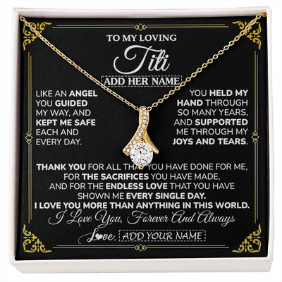 Alluring Beauty Necklace 18K Yellow Gold Finish | 1 | Personalized To My Titi Necklace Gifts Meaningful Gift To Aunt From Niece Without You There Is No Me Mothers Day Birthday Custom Gift Box Message Card | https://siriusteestore.