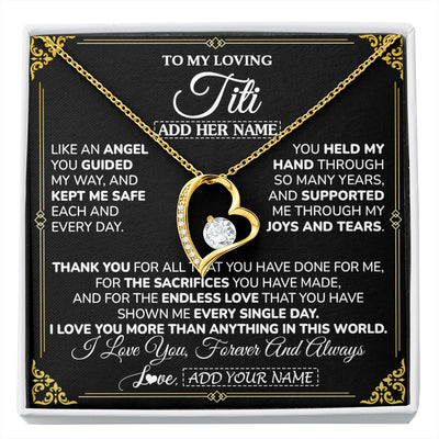 Forever Love Necklace 18K Yellow Gold Finish | 1 | Personalized To My Titi Necklace Gifts Meaningful Gift To Aunt From Niece Without You There Is No Me Mothers Day Birthday Custom Gift Box Message Card | https://siriusteestore.