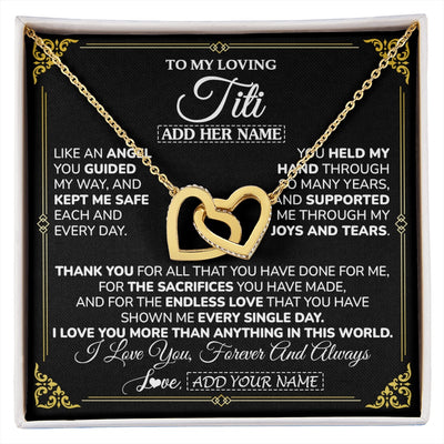 Interlocking Hearts Necklace 18K Yellow Gold Finish | 1 | Personalized To My Titi Necklace Gifts Meaningful Gift To Aunt From Niece Without You There Is No Me Mothers Day Birthday Custom Gift Box Message Card | https://siriusteestore.