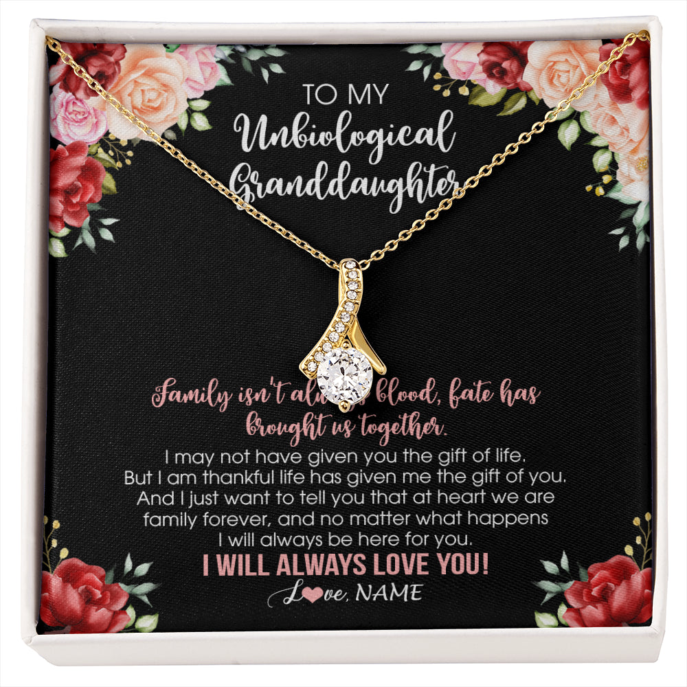 Alluring Beauty Necklace 18K Yellow Gold Finish | 1 | Personalized To My Unbiological Granddaughter Necklace Family Together Birthday Gifts For Bonus Granddaughter Christmas Customized Gift Box Message Card | siriusteestore
