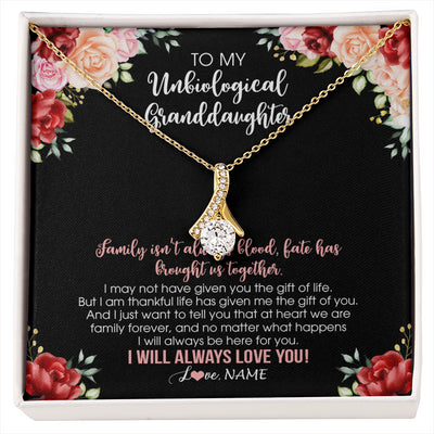 Alluring Beauty Necklace 18K Yellow Gold Finish | 1 | Personalized To My Unbiological Granddaughter Necklace Family Together Birthday Gifts For Bonus Granddaughter Christmas Customized Gift Box Message Card | siriusteestore