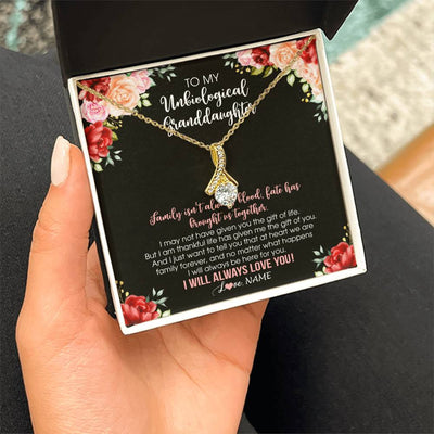 Alluring Beauty Necklace 18K Yellow Gold Finish | 2 | Personalized To My Unbiological Granddaughter Necklace Family Together Birthday Gifts For Bonus Granddaughter Christmas Customized Gift Box Message Card | siriusteestore