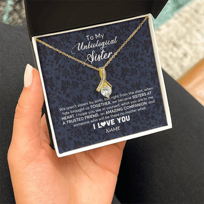 Alluring Beauty Necklace 18K Yellow Gold Finish | 2 | Personalized To My Unbiological Sister Necklace For Soul Sister Best Friend Bff Birthday Graduation Christmas Pendant Jewelry Customized Gift Box Message Card | siriusteestore