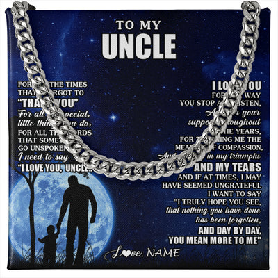 Cuban Link Chain Necklace Stainless Steel | 1 | Personalized To My Uncle Necklace From Nephew Niece Thank You Grateful Love Uncle Birthday Gifts Fathers Day Christmas Customized Gift Box Message Card | siriusteestore