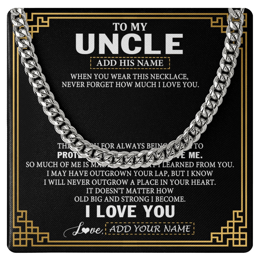 Cuban Link Chain Necklace Stainless Steel | 1 | Personalized To My Uncle Necklace Gift From Niece Nephew I Love You Protect Encourage Love Uncle Gifts For Men Birthday Fathers Day Gift Box Message Card | https://siriusteestore.