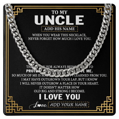 Cuban Link Chain Necklace Stainless Steel | 1 | Personalized To My Uncle Necklace Gift From Niece Nephew I Love You Protect Encourage Love Uncle Gifts For Men Birthday Fathers Day Gift Box Message Card | https://siriusteestore.
