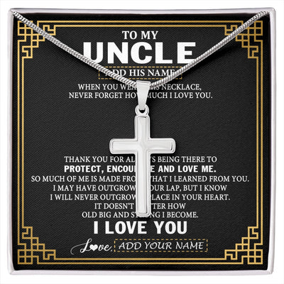 Stainless Cross Necklace Stainless Steel | 1 | Personalized To My Uncle Necklace Gift From Niece Nephew I Love You Protect Encourage Love Uncle Gifts For Men Birthday Fathers Day Gift Box Message Card | https://siriusteestore.