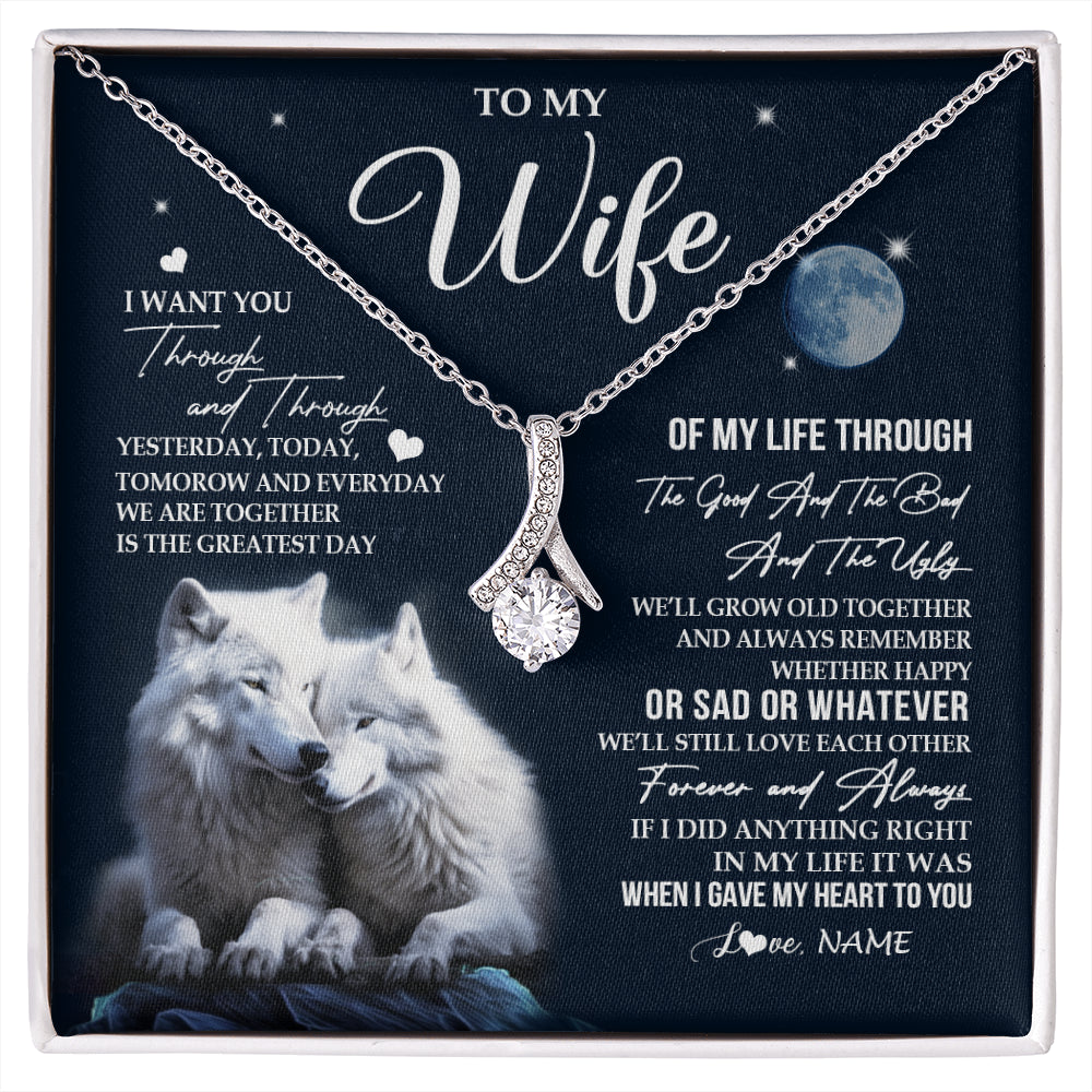 Alluring Beauty Necklace 14K White Gold Finish | 1 | Personalized To My Wife Canvas From Husband I Want You Wolf Wife Birthday Gifts Anniversary Romantic Valentines Day Christmas Custom Wall Art Print Framed Canvas | siriusteestore