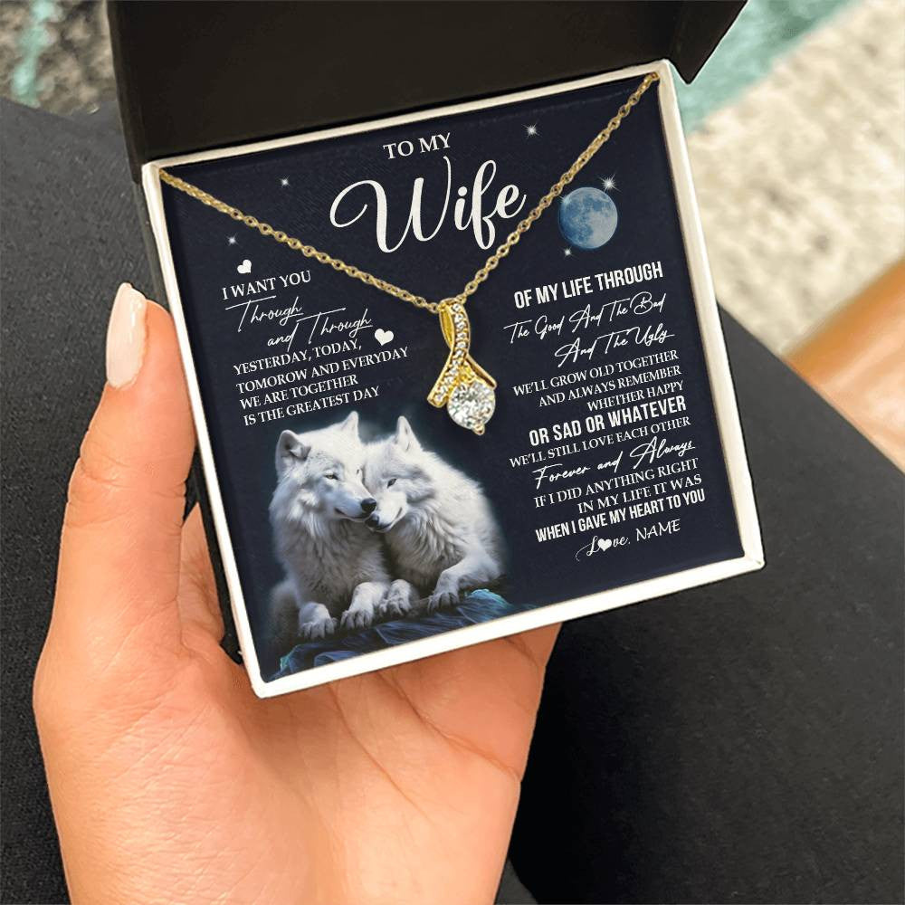 Alluring Beauty Necklace 18K Yellow Gold Finish | 2 | Personalized To My Wife Canvas From Husband I Want You Wolf Wife Birthday Gifts Anniversary Romantic Valentines Day Christmas Custom Wall Art Print Framed Canvas | siriusteestore